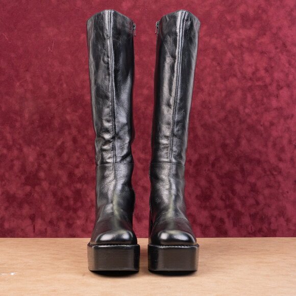 Jeffrey Campbell Women Black Leather The Band Retro 90s Y2K Platform Boots sz 9. - Picture 2 of 9